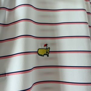Masters Polo, Masters Tech, Size M (White with Pink Stripes)